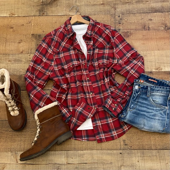 Weathered Classic Red Plaid Flannel by Jach’s Girlfriend - Picture 2 of 11